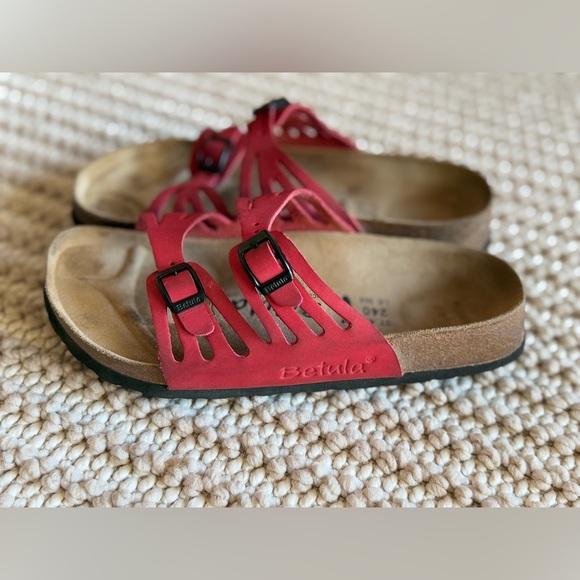 Birkenstock Betula Red Strappy Sandals with Buckles Size 37 EU US Size 6 Comfort - Picture 5 of 11